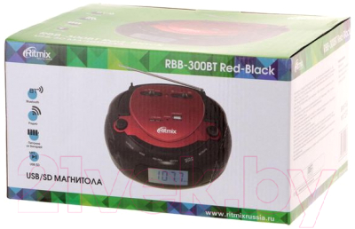 Магнитола Ritmix RBB-300BT (красный/черный)