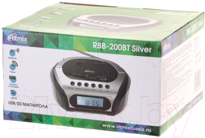 Магнитола Ritmix RBB-200BT (серебристый)