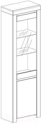 Шкаф с витриной Anrex Taurus 1V1D (белый глянец/дуб вотан)