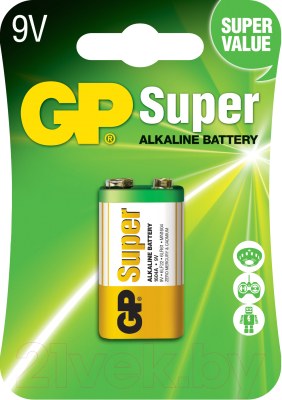 Аккумулятор GP Batteries Super 6LR61/1604A BP (0414511)