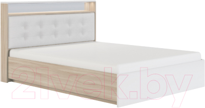 Двуспальная кровать Сакура Виктория №16.1ПМ с ПМ 160 (шимо светлый/белый глянец)