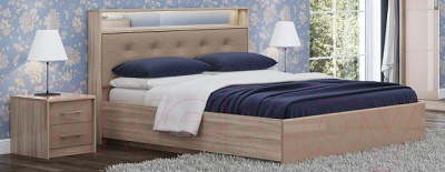 Двуспальная кровать Сакура Виктория №18М 180 (шимо светлый/белый глянец) - Фото товара другой расцветки в интерьере