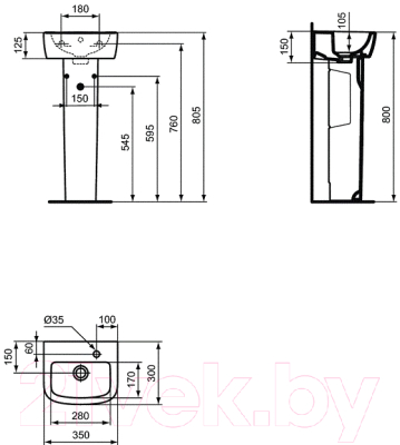 Умывальник Ideal Standard Tempo T056901