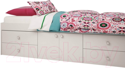 Односпальная кровать Polini Kids Simple 3100 Н с 4 ящиками (белый)