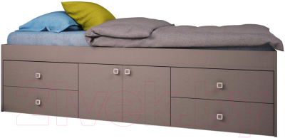 Односпальная кровать Polini Kids Simple 3100 Н с 4 ящиками (серый)