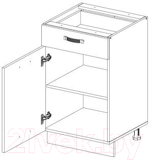 Шкаф-стол кухонный Anrex Alesia 1D1S/50-F1 (серый/дуб анкона)