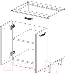 Шкаф-стол кухонный Anrex Alesia 2D1S/60-F1 (серый/дуб анкона)
