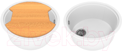 Мойка кухонная KitKraken Duo Lake O-510.2B + разделочная доска (белый)