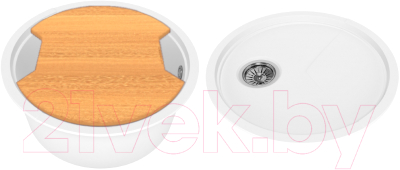 Мойка кухонная KitKraken Duo Spring C-510 + разделочная доска (белый)
