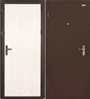 Входная дверь el'Porta Ультра Лайт Антик медь/Белый дуб (86x206, левая)