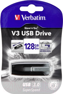 Usb flash накопитель Verbatim V3 Store 'n' Go 128GB / 49189 (черный)