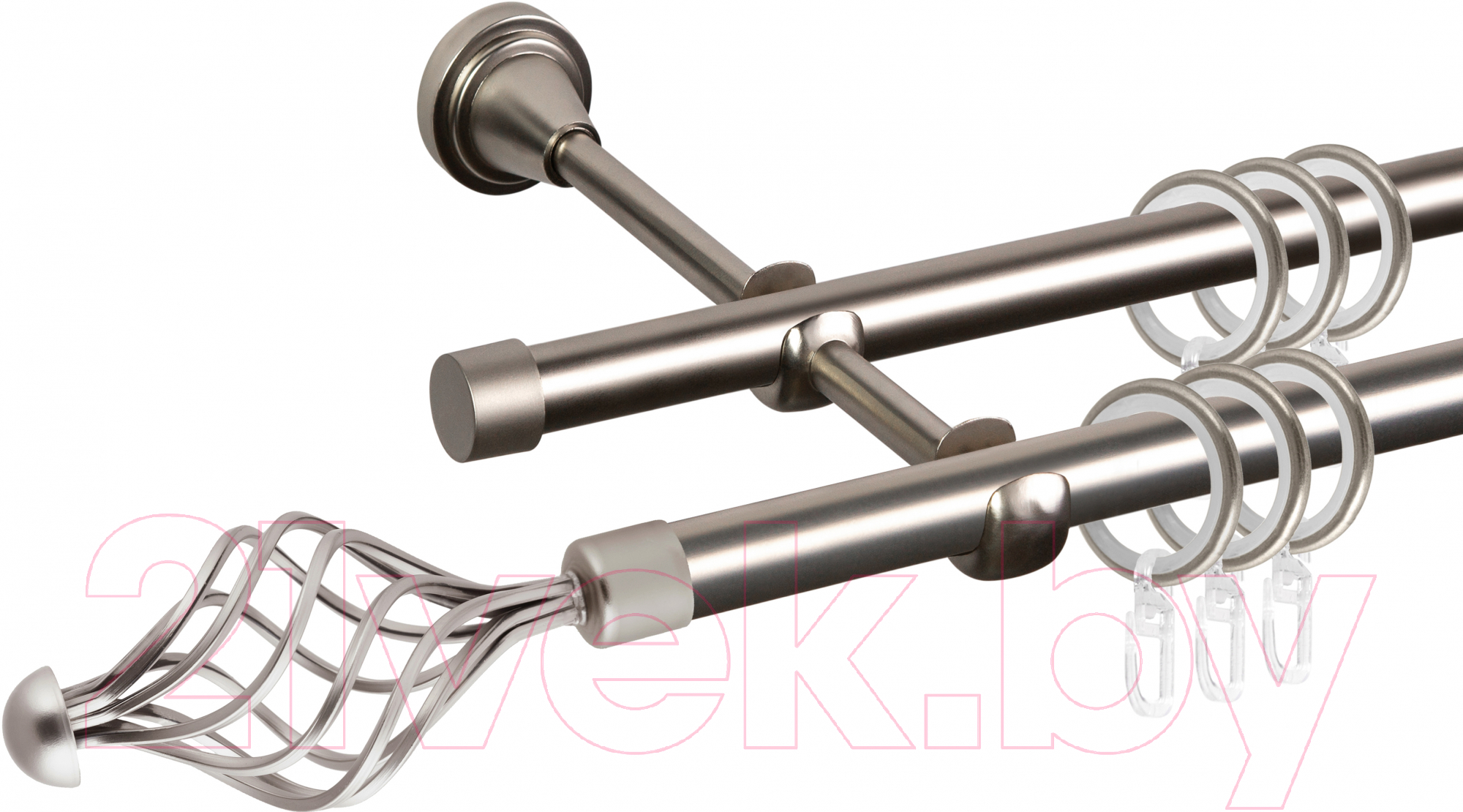 Карниз для штор АС ФОРОС Grace D16Г/16Г составной + наконечники Ажур (3.2м, сатин)