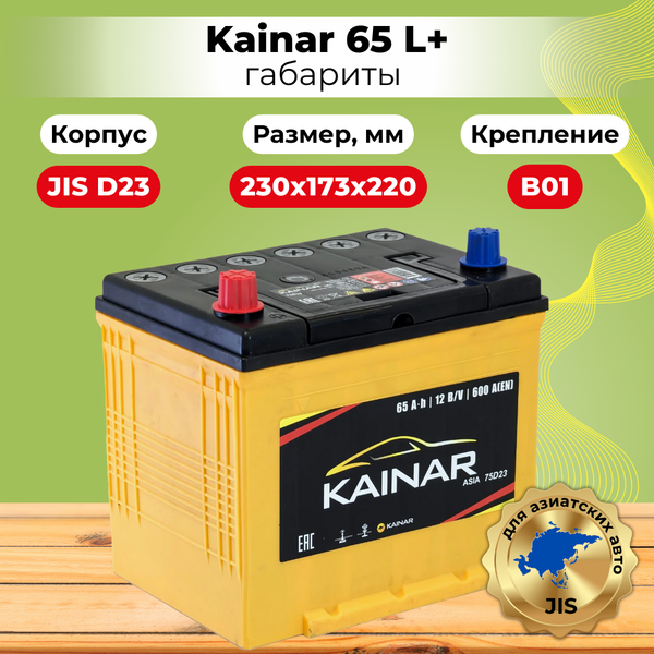 Автомобильный аккумулятор Kainar Asia JL+ / 062 22 40 02 0131 08 11 0 R (65 А/ч)