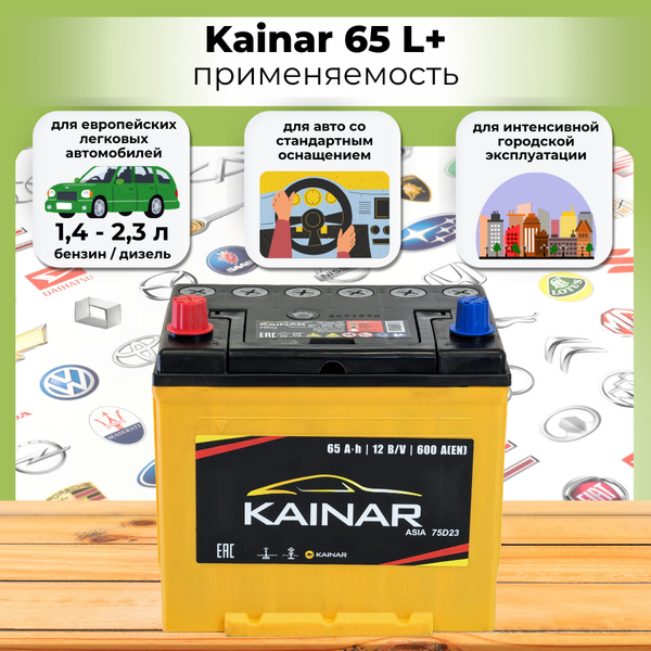 Автомобильный аккумулятор Kainar Asia JL+ / 062 22 40 02 0131 08 11 0 R (65 А/ч)