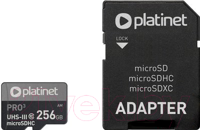 

Карта памяти Platinet, Pro 3 microSDXC 256GB (Сlass10) A2 / PMMSDX256UIII