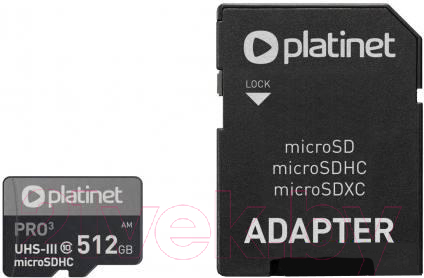 Карта памяти Platinet Pro 3 microSDXC 512GB (Class10) A2 / PMMSDX512UIII