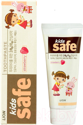 Зубная паста Lion Kids Safe со вкусом клубники от 3-х до 12 лет (90г)