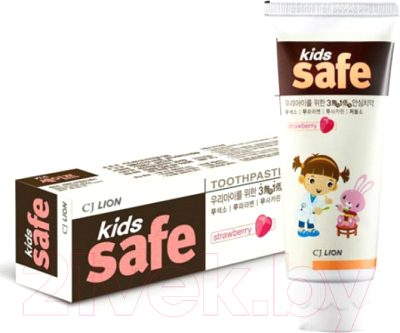 Зубная паста Lion Kids Safe со вкусом клубники от 3-х до 12 лет (90г)