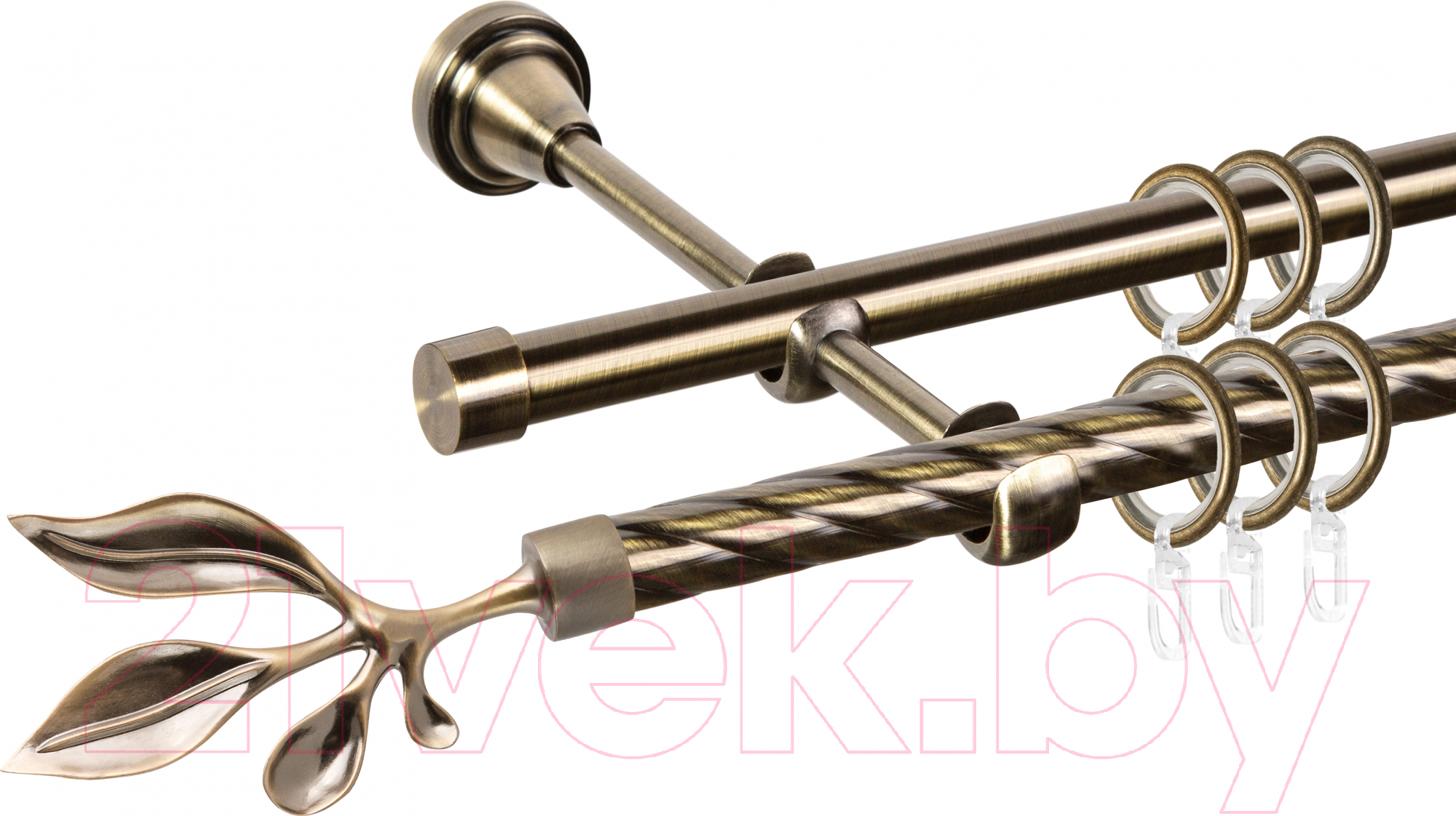 Карниз для штор АС ФОРОС Grace D16K/16Г составной + наконечники Баваро (3.2м, антик)
