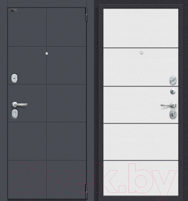 Входная дверь el'Porta Porta S 10.П50 Graphite Pro/Virgin (88x205, правая)