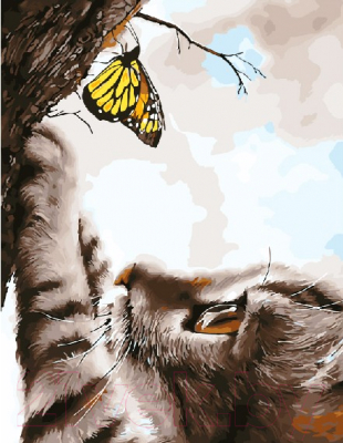 Картина по номерам Picasso Котенок и бабочка (PC4050522)