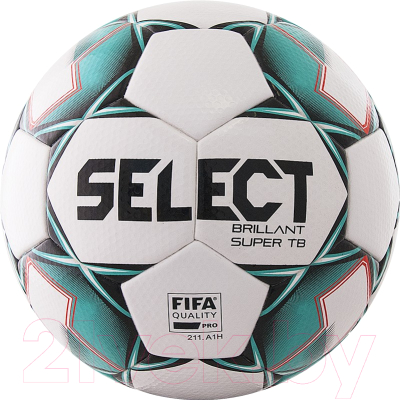 Футбольный мяч Select Brillant Super FIFA TB / 810316-004 (размер 5, белый/зеленый)
