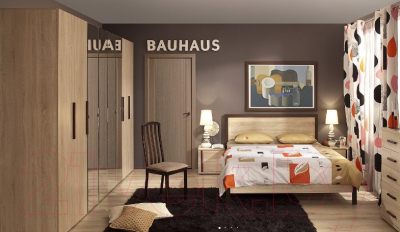 Каркас кровати Глазов Bauhaus 2 160x200 (дуб сонома/орех шоколадный)