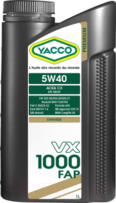 Моторное масло Yacco VX 1000 FAP 5W40 (1л)