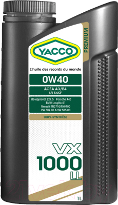 Моторное масло Yacco VX 1000 LL 0W40 (1л)