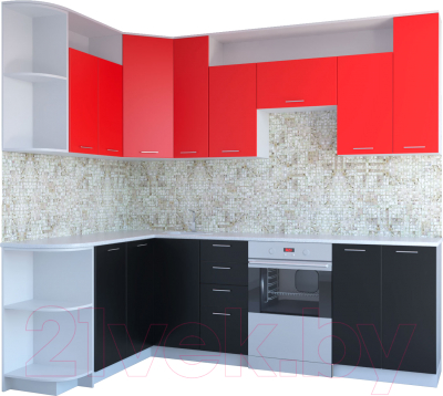 Готовая кухня Артём-Мебель Виола СН-114 ДСП 2.6 Левая (красный/черный)
