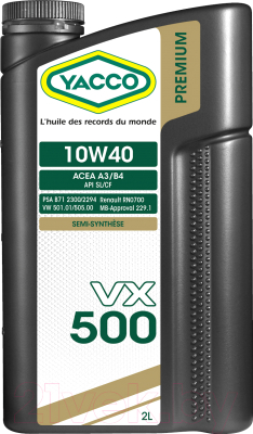 Моторное масло Yacco VX 500 10W40 (2л)