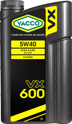 Моторное масло Yacco VX 600 5W40 (2л)