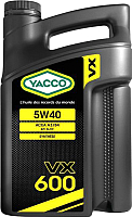 Моторное масло Yacco VX 600 5W40 (4л) - 