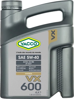 Моторное масло Yacco VX 600 5W40