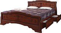 Двуспальная кровать Bravo Мебель Карина 6 160x200 с ящиками (орех) - 