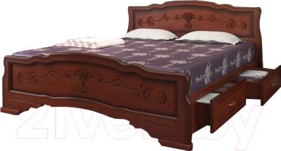 Двуспальная кровать Bravo Мебель Карина 6 160x200 с ящиками (орех)