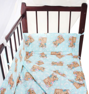 Комплект постельный для малышей Fun Ecotex Сони / FE 10024 (3пр, голубой)