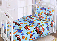 Комплект постельный для малышей Fun Ecotex Веселые игрушки / FE 10046 (3пр, голубой) - 
