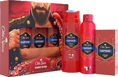 

Набор косметики для тела Old Spice, Captain лосьон после бритья+дезодорант-спрей+гель для душа