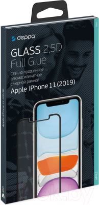 Защитное стекло для телефона Deppa 2.5D Full Glue для iPhone 11 / 62589 (черный)