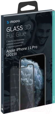 Защитное стекло для телефона Deppa 3D Full Glue для iPhone 11 Pro / 62585 (черный)
