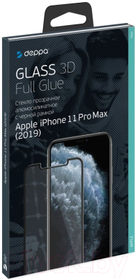 Защитное стекло для телефона Deppa 3D Full Glue для iPhone 11 Pro Max / 62587 (черный)