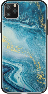 Чехол-накладка Deppa Glass Case для iPhone 11 Pro Max / 87267 (голубой агат)