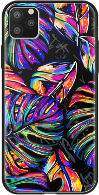 Чехол-накладка Deppa Glass Case для iPhone 11 Pro / 87252 (листья)