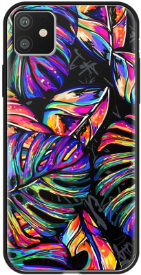 Чехол-накладка Deppa Glass Case для iPhone 11 / 87259 (листья)