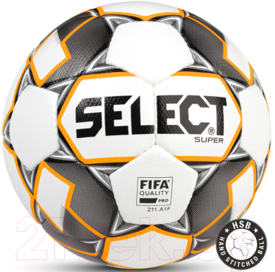Футбольный мяч Select Super FIFA / 812117 (размер 5, белый/серый/оранжевый)