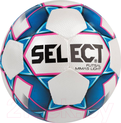 Футбольный мяч Select Futsal Mimas Light / 852613 (размер 4, белый/синий/розовый)