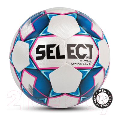 Футбольный мяч Select Futsal Mimas Light / 852613 (размер 4, белый/синий/розовый)