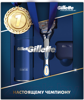 Набор для бритья Gillette Станок Fusion+1 кассета+гель д/бритья д/чувств. кожи 75мл+чехол