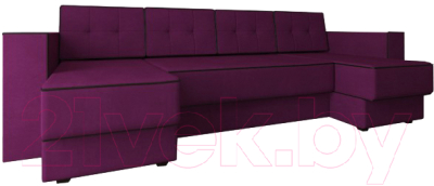 Диван П-образный Настоящая мебель Принстон НПБ вельвет (фиолетовый)